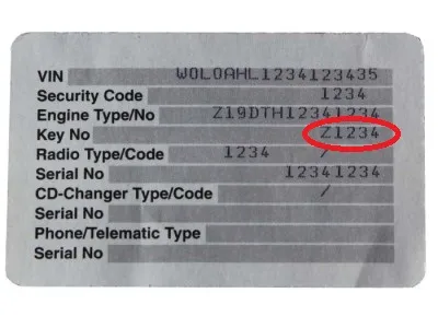 Taille de clé OPEL sur code