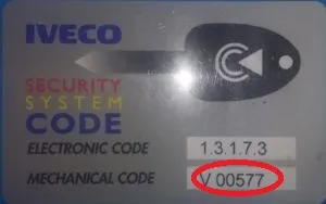 Taille de clé Iveco sur code