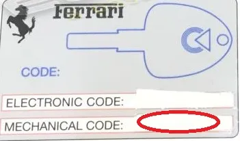 Taille de clé Ferrari sur code