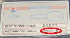 Taille de clé Maserati sur code