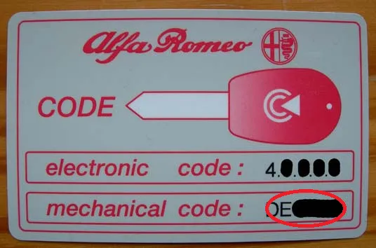 Taille de clé ALFA Romeo sur code